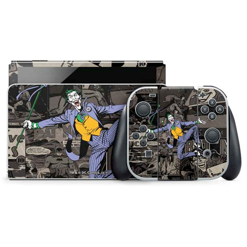 DC Comics The Joker Vintage Action pose pattern Nintendo Switch OLED (2021) Skin